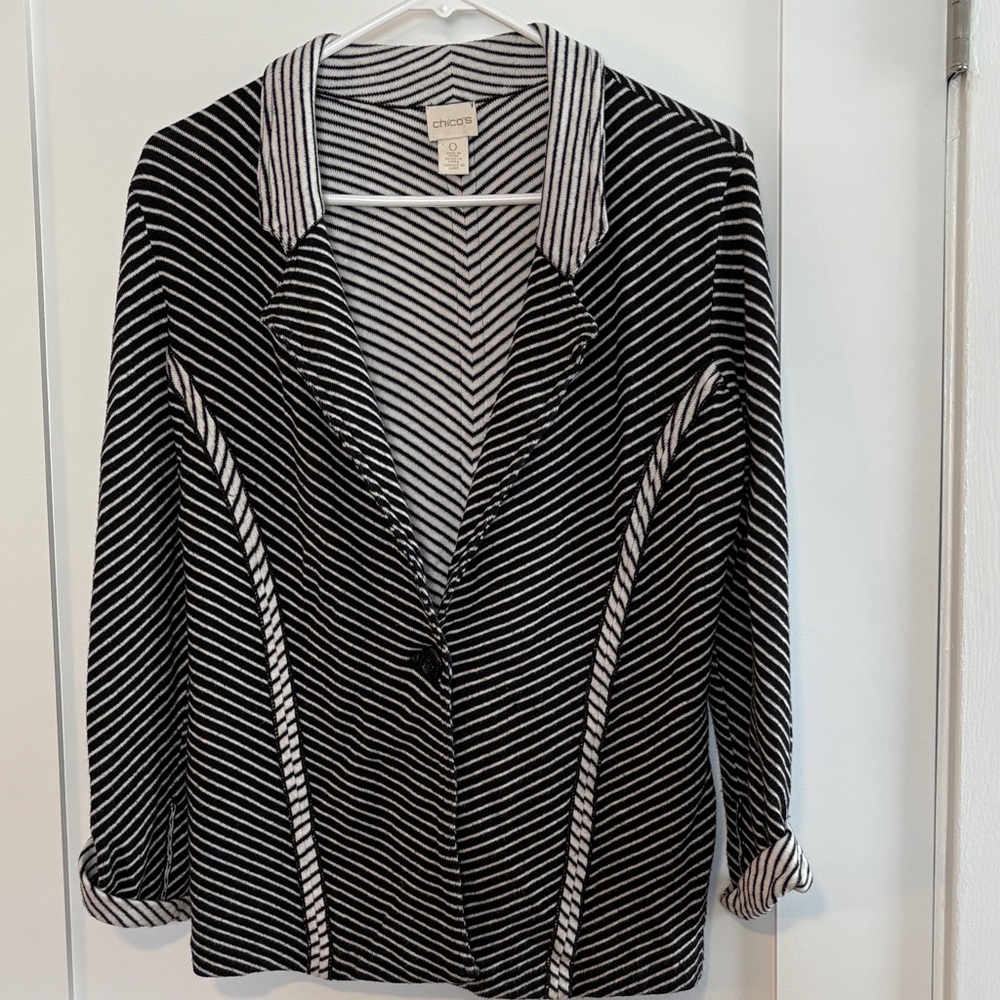 Chico's Monochrome Striped Jacket